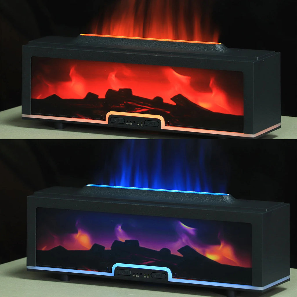 Aroma Humidifier Flame Essential Oil Diffuser Air Humidifier Aromatherapy Fragrance Diffuser with RGB Light and Remote Control