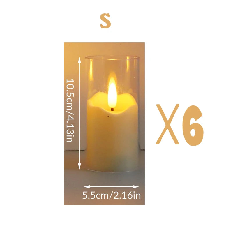 1/3/6Pcs Led Flameless Electric Candles Lamp Acrylic Glass Battery Flickering Fake Tealight Candle Bulk For Wedding Christmas