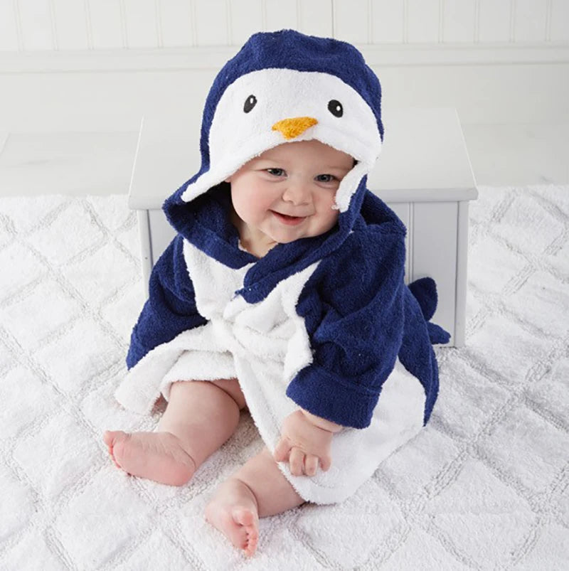 0-2Y Cotton Kids Robes Newborn Bath Towel Hood Cartoon Fashion Sleepwear Girls Boys Bathrobe For Children Baby Receiving Blanket