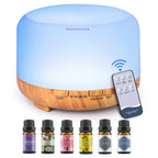 500ML Aroma Diffuser (6 Oils Optional), 5V 2A Essential Oil Aromatherapy Diffuser Humidifier with Remote Control