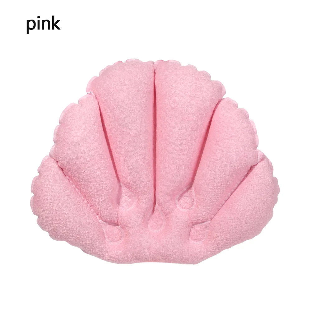 1PC Inflatable Bath Pillow With Suction Cups Soft Spa Neck Support Pillow Bathtub Anti-slip Fan-shaped Cushion Bathing Accessory