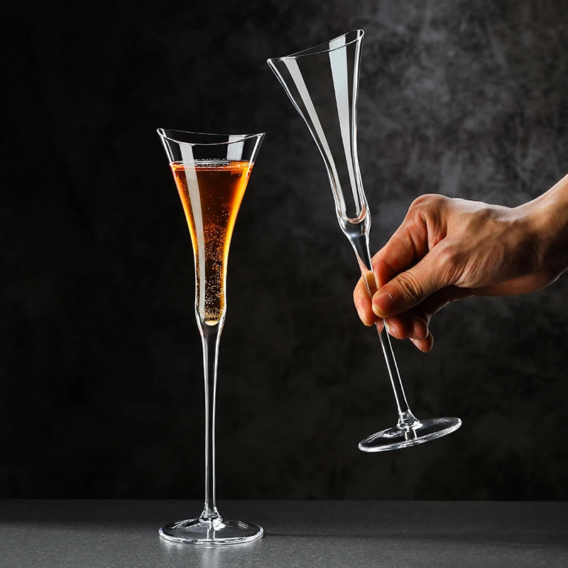 Crystal Champagne Glasses Sparkling Wine Goblets Cinched Waist Wide Mouth Creative High-value Champagne Glasses Cocktail Glasses
