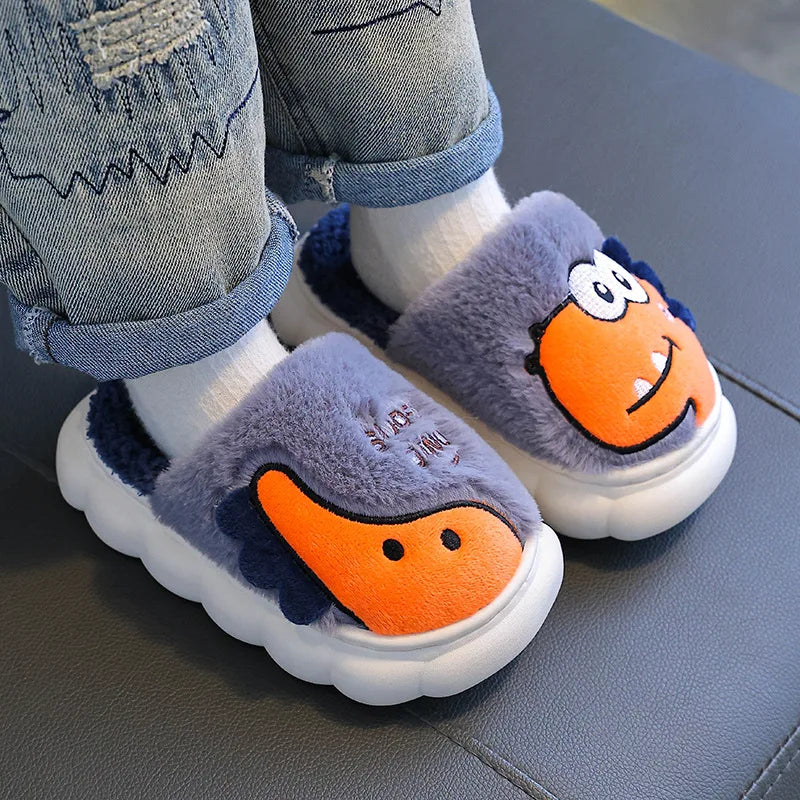Cozy & Cute Dinosaur Winter Slippers for Kids – Unisex House Shoes