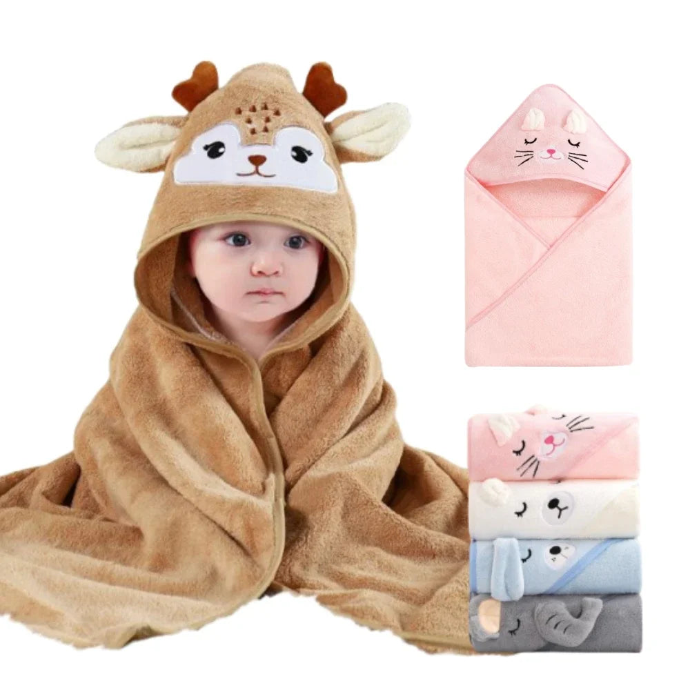 Cartoon Baby Bath Towel Infant Soft Bathrobe Hooded Swaddle Towel Blanket Kids Warm Sleeping Swaddle Wrap for Newborn Boys Girls
