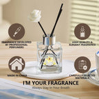 Flower Reed Diffuser-Vanilla Scent 3.38oz Scented Diffuser with Sticks Home Fragrance Essential Oil for Bathroom Shelf Decor