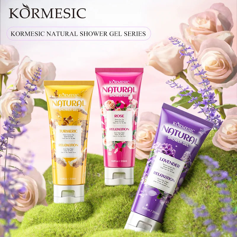 200ml KORMESIC Soothing Turmeric Body Wash Shower Rose Bath Gel Lotion Skin Beautifying Whitening Delicate Care Cream