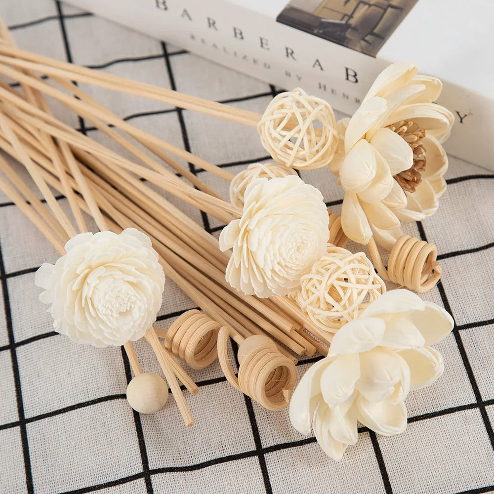 32pcs Reed Diffuser Sticks Set Multi-Style Natural Rattan for Essential Oil & Home Fragrance