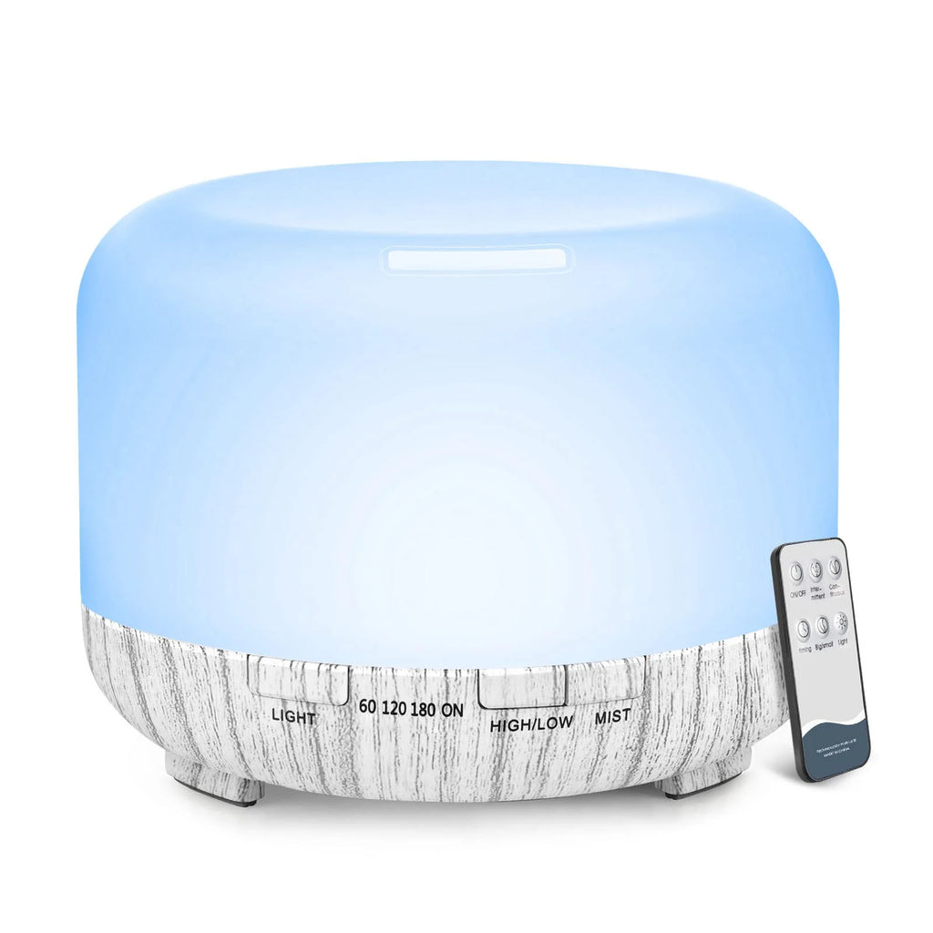 500ML Aroma Diffuser (6 Oils Optional), 5V 2A Essential Oil Aromatherapy Diffuser Humidifier with Remote Control