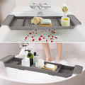 Plastic Bathtub Caddy Bath Bridge Tray Rack Extendable Bathroom Shelf Organiser