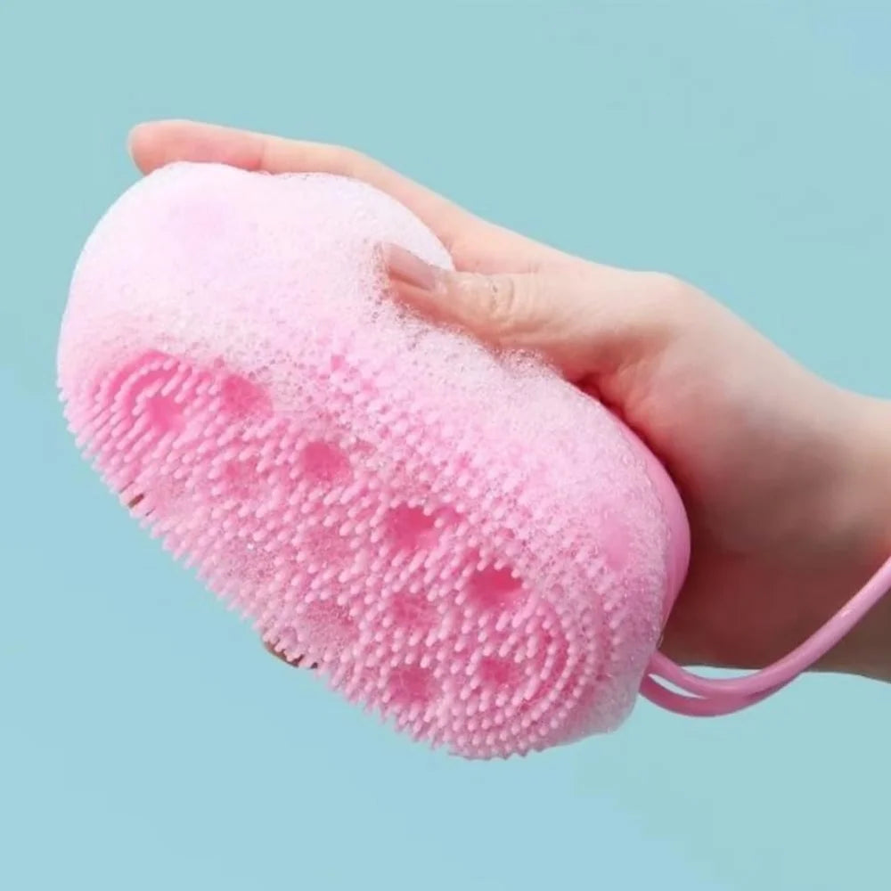 Silicone Body Scrubber Shower Exfoliating Scrub Sponge Bubble Bath Brush Massager Skin Cleaner Cleaning Pad Bathroom Accessories