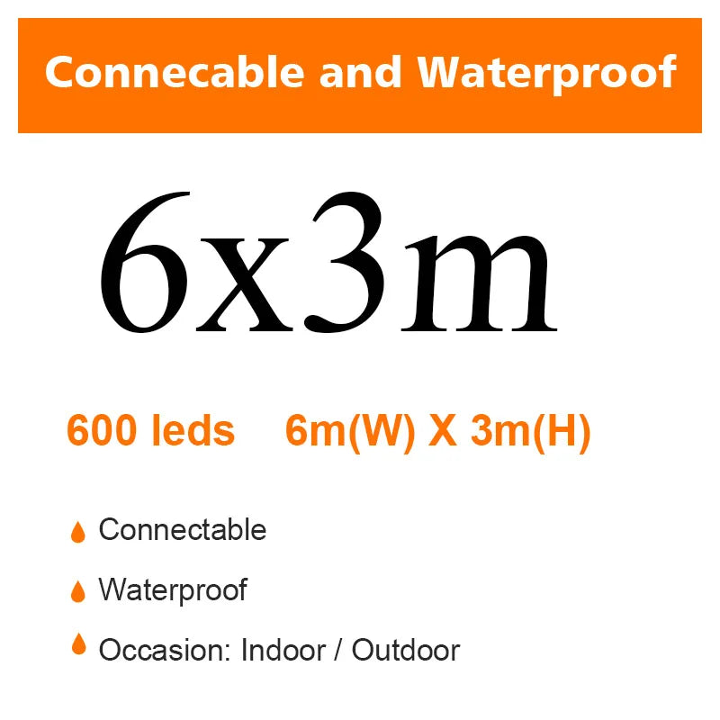 LED Fairy String Lights Outdoor Waterproof Waterfall Street Garland Curtain Lights For Patio Christmas Wedding Party Decoration