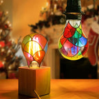 Stained Glass Bulb E26 Base Bulb 6W Lamp for Indoor Home Room Garden Balcony Restaurant Shop Bar Night Christmas Party