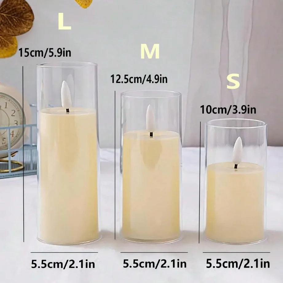 1/3/6Pcs Led Flameless Electric Candles Lamp Acrylic Glass Battery Flickering Fake Tealight Candle Bulk For Wedding Christmas