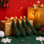 4pcs Christmas Tree LED Flameless Taper Candles, Flickering Christmas LED Taper Candles Light Battery Operated