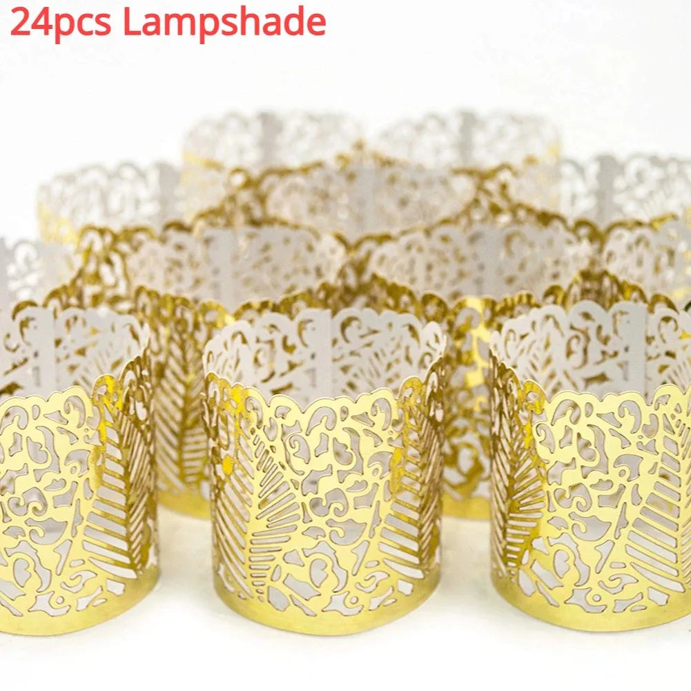 Flameless Tea Light Candles Battery Operated Votive LED Tealights with Paper Lampshade for Wedding Valentine Halloween Christmas