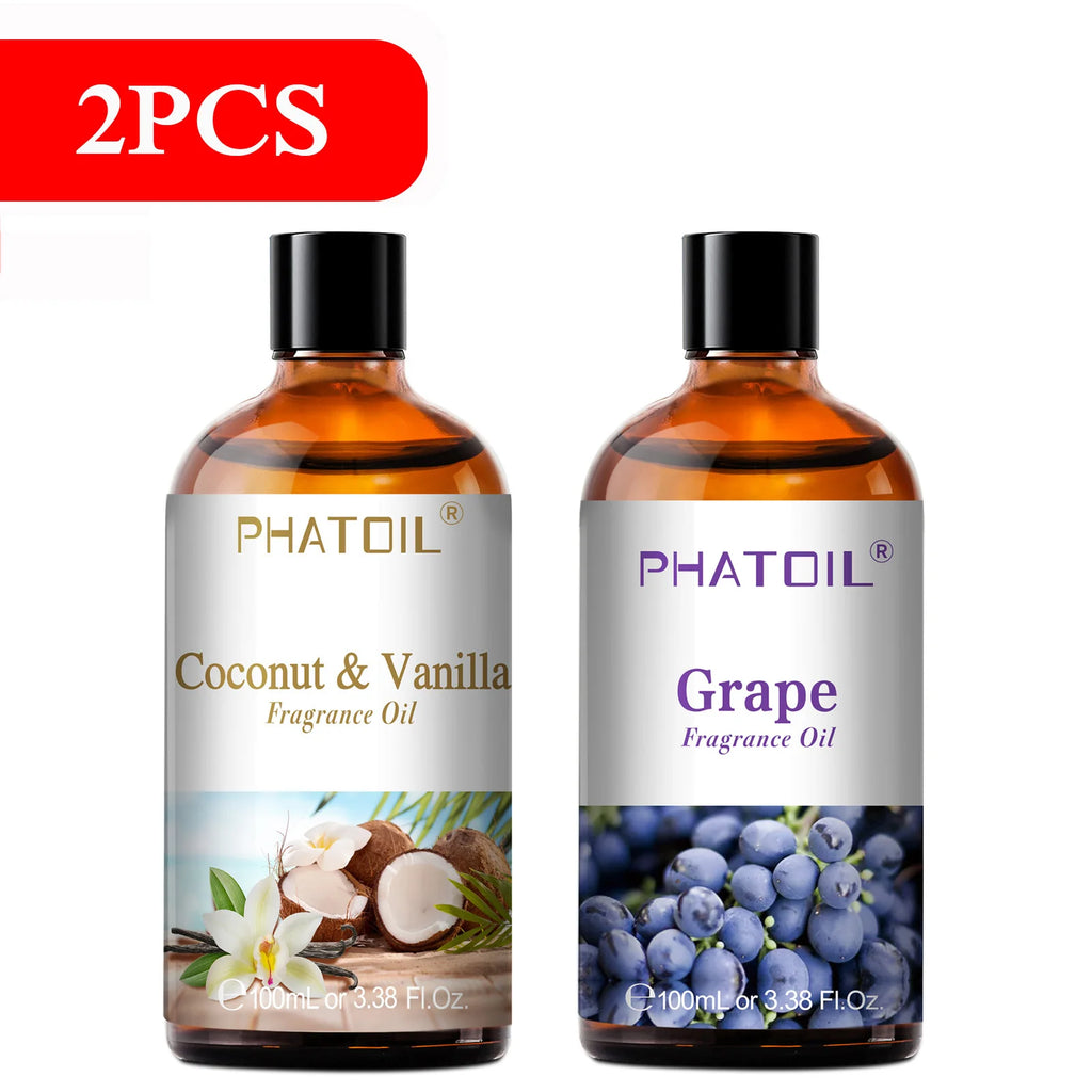PHATOIL 100ml Aromatherapy Fragrance Oil Coconut & Vanilla Strawberry Cherry Lemon 1/2/3pcs Aroma Oil For Diffuser Candle Making