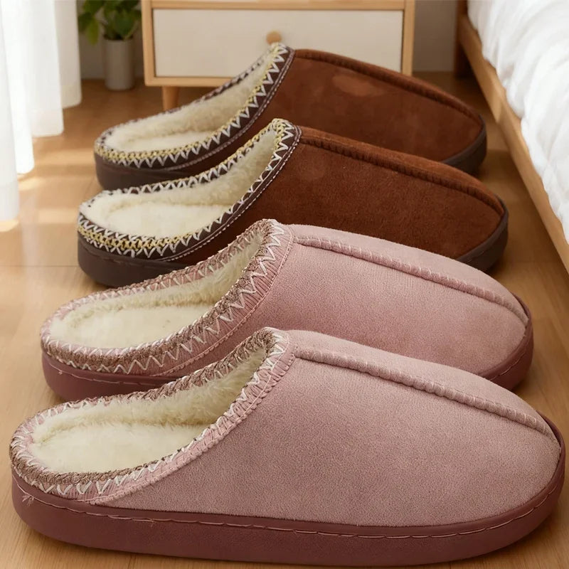Cotton Slippers for Autumn and Winter Indoor--Thick-Soled Non-Slip Couple Warm Fleece-Lined--Soft Sole.