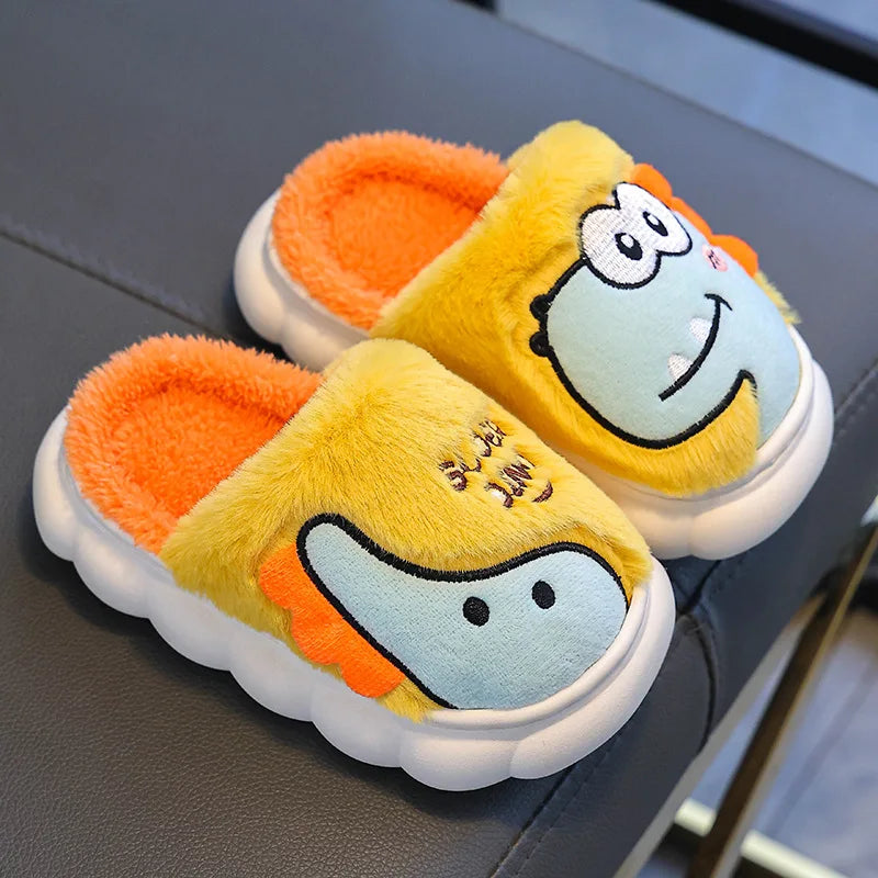 Cozy & Cute Dinosaur Winter Slippers for Kids – Unisex House Shoes