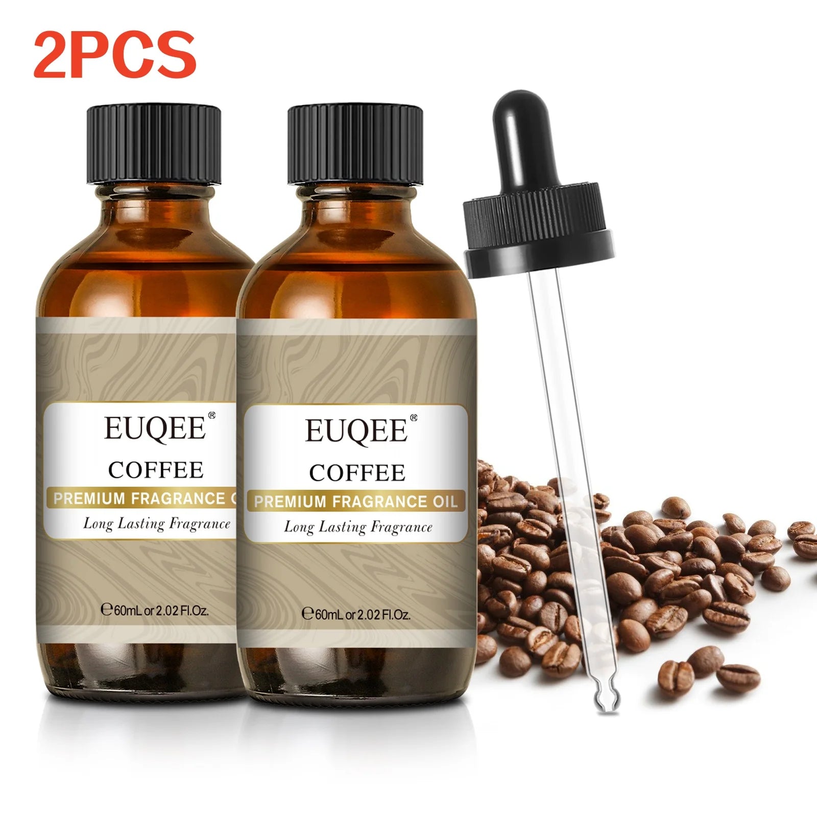 EUQEE 60ml (2 Fl.Oz.) Men's Fragrance Oil For Reed Diffuser, Car Diffusion-Leather Coffee Bamboo & Teak Bay Rum Aromatherapy Oil