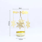 Rotating Candle Holder Metal Gold Christmas Present No Battery Heat Powered Spinning Carousel for Home Desk Counter Sweet Decor