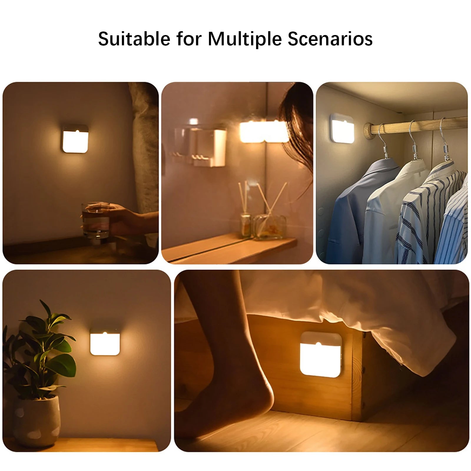 LED Wireless Night Light, Human Motion Sensor Lantern Rechargeable Wall Lamp, for Camping Summer Stairs Closet Kitchen Toilet