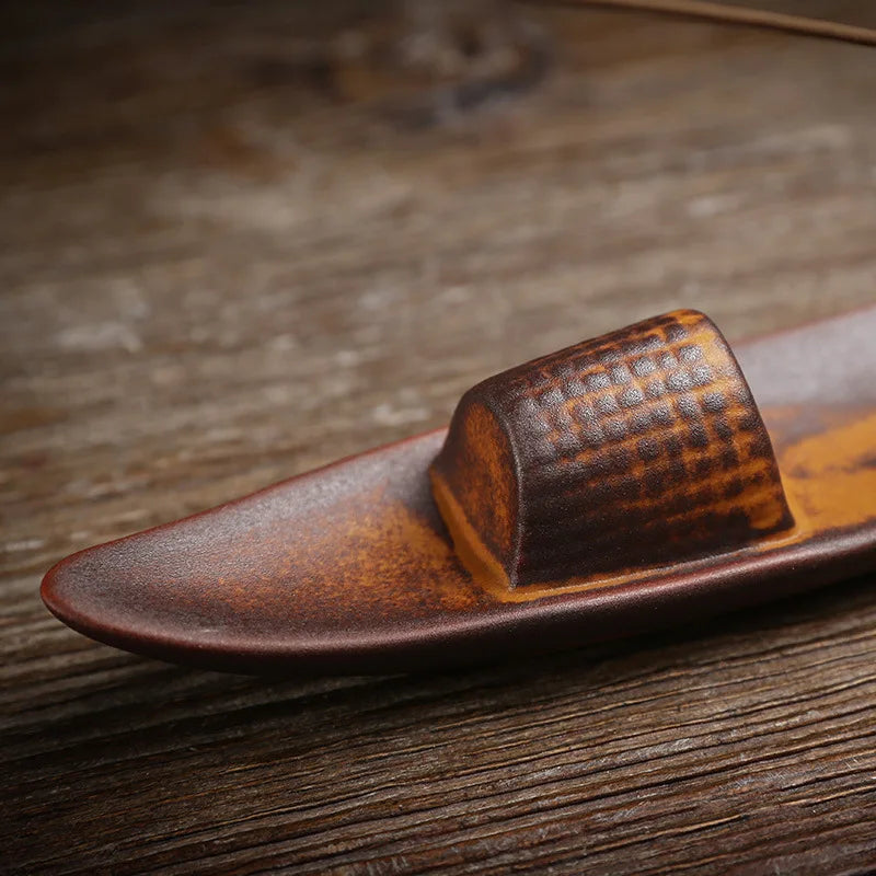 Chinese style retro fishing line incense burner, home decoration with a flat boat lying incense diffuser incense pedestal