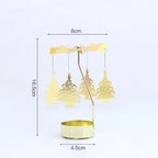 Rotating Candle Holder Metal Gold Christmas Present No Battery Heat Powered Spinning Carousel for Home Desk Counter Sweet Decor