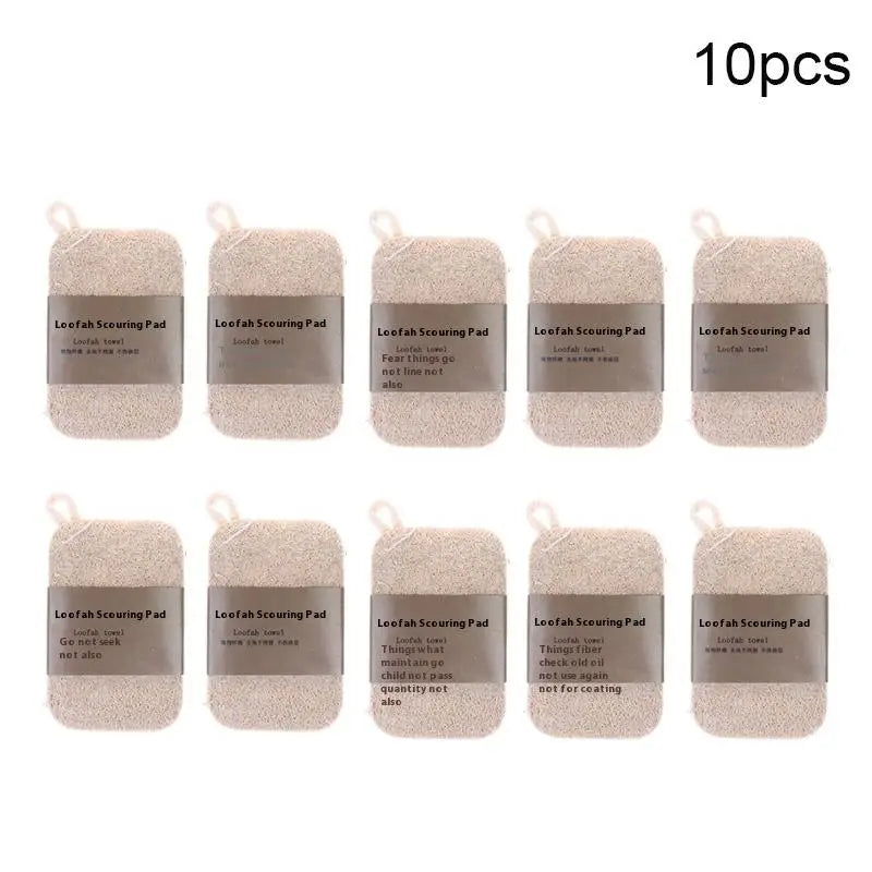 10PCS/5PCS/1PC - Double Layer Natural Loofah Sponge For Kitchen Cleaning, Biodegradable, Suitable For Kitchen Cleaning