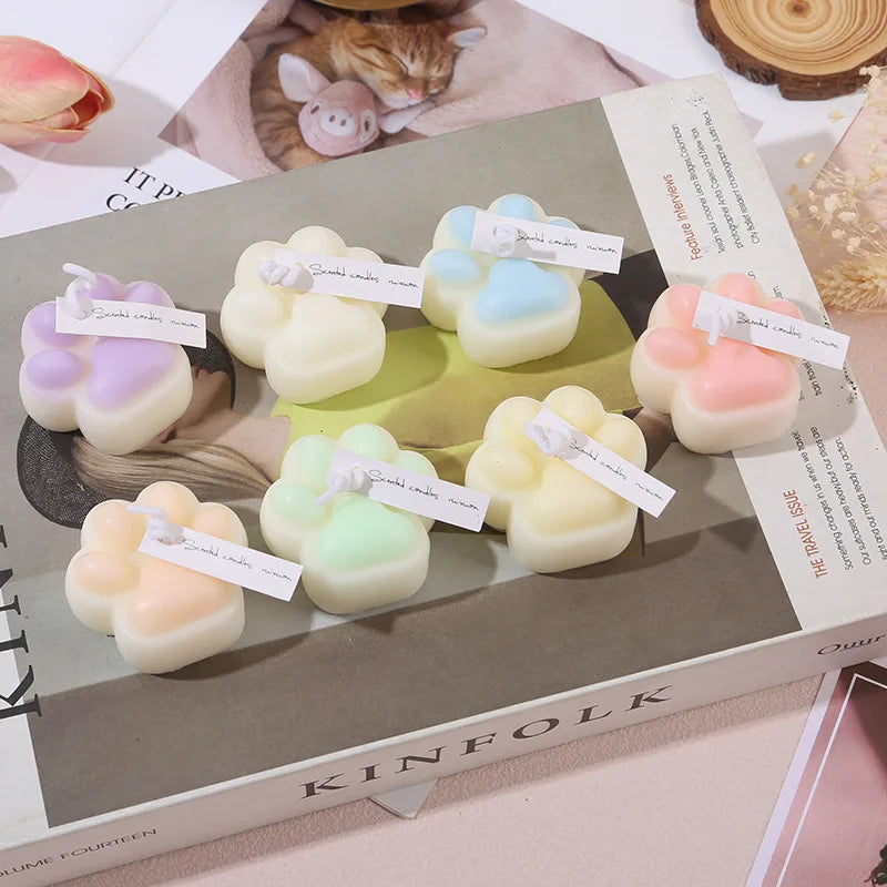 Cute Kawaii Mini Cat Paw Shaped Scented Candle Home Fragrance Soy Wax Decoration Gift Wedding Favors Room INS Style