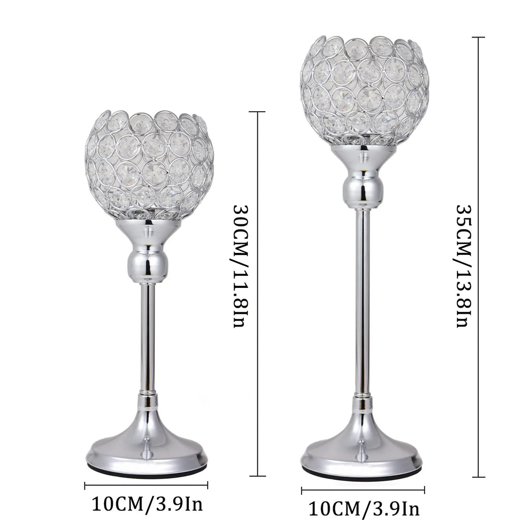 Crystal Tealight Candle Holders, Metal Glass Candlesticks, Wedding Table Centerpiece, Christmas Party, Home Decoration