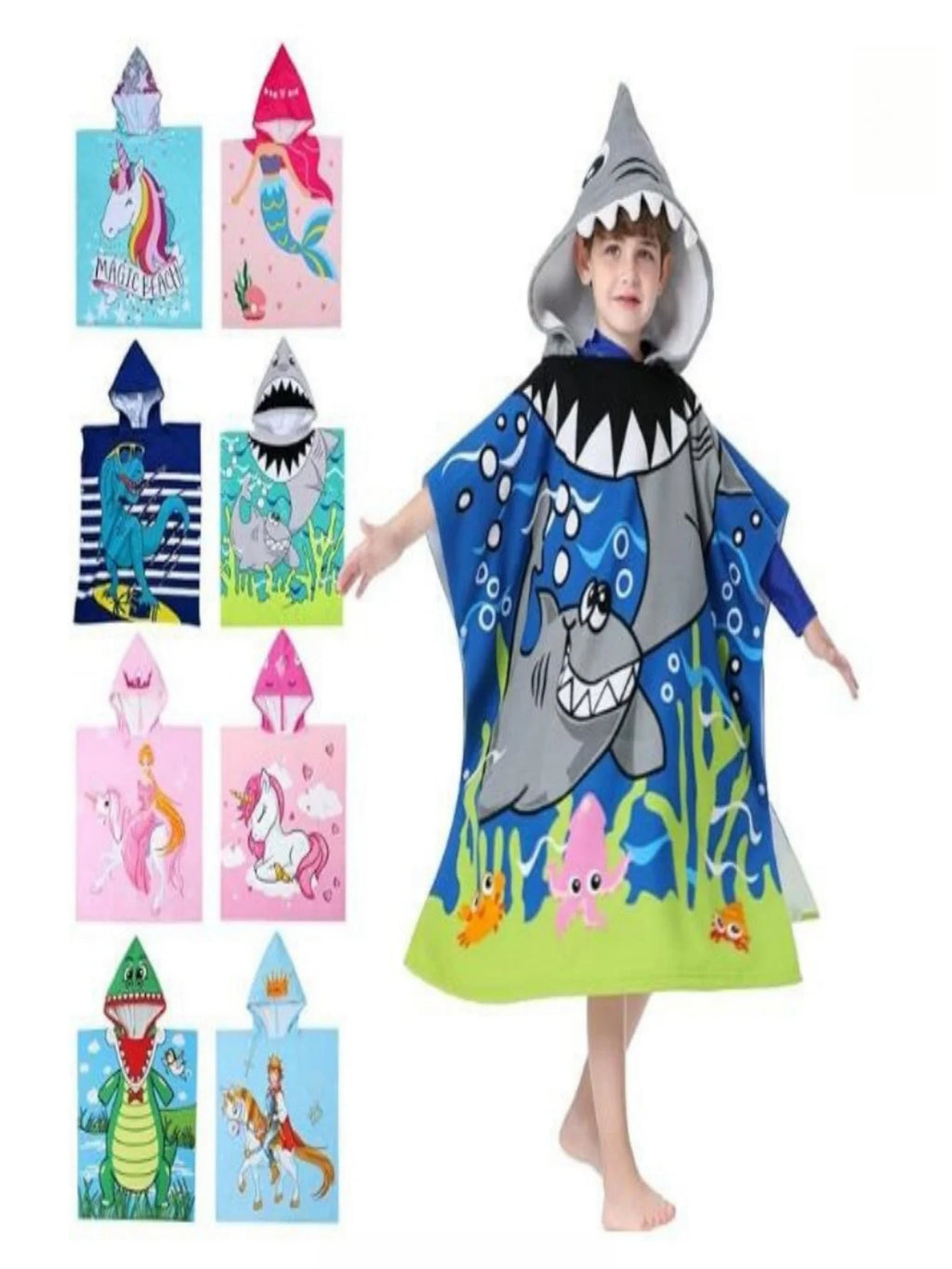 Kids Boys 1-5 Years Old Bathrobe Newborn Towel for Kids Shark Dress Up Kids Poncho Cape Kids Beach Towel Poncho Hooded Baby