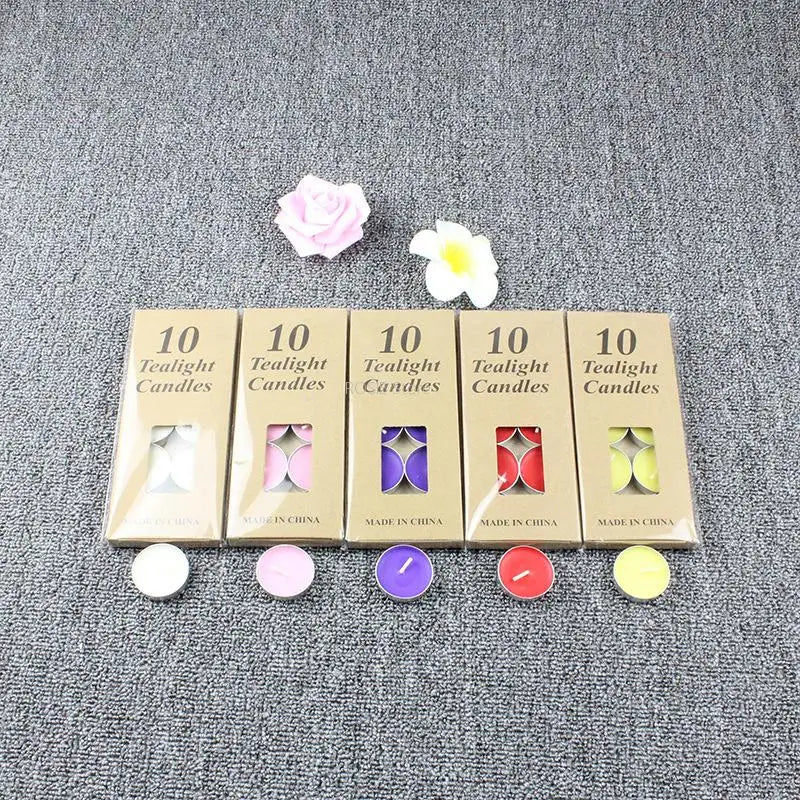 10 PCS/Box Tea Light Candles Long Burning Smokeless Tea Candles Decorative Glow Unscented Paraffin Tealights Candles For Home