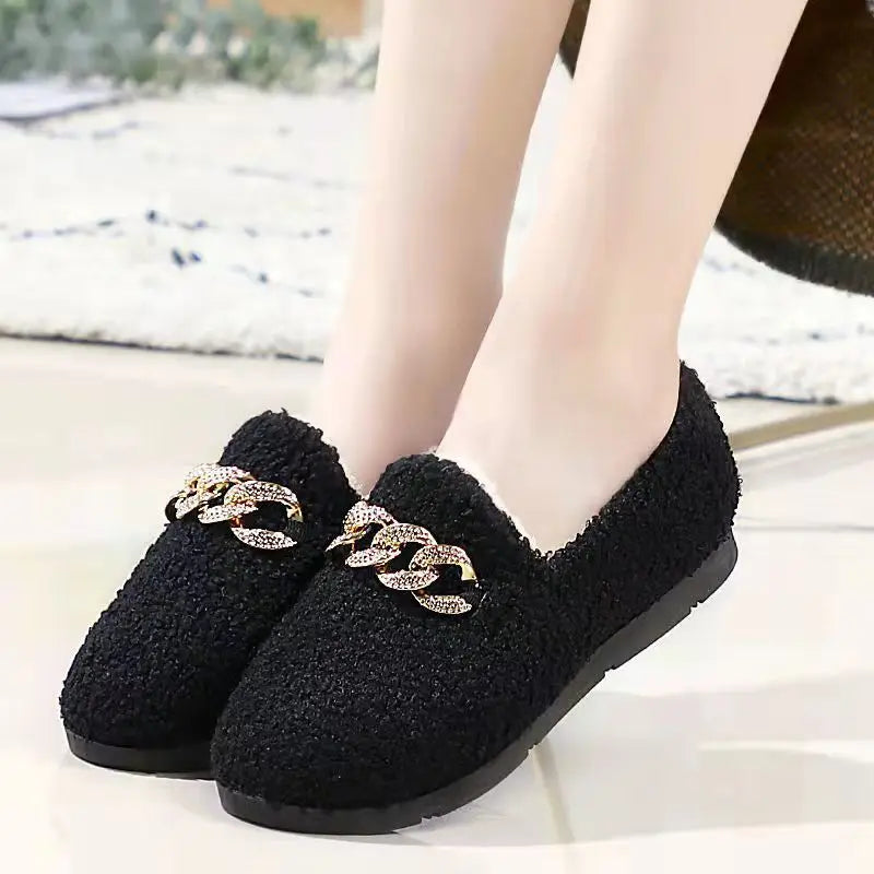 Womens Slippers Warm Short Plush Lining House Shoes Moccassins Slip on Fashion Lady Flats Loafers Non Slip 2023