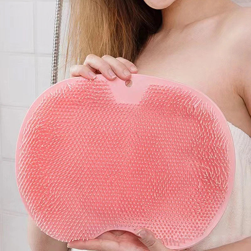 Exfoliating Shower Massage Mat Non-Slip Bath Scrub Pad Foot Wash Pad Bathroom Wall Mounted Mat Rub Back Sucker Brushes Pad