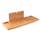 Expandable Luxury Wooden Bathtub Caddy Tray Bathtub Accessories 23.62''-34.25'' Soap Dish Non Slip Tablet Holder Storage Holder