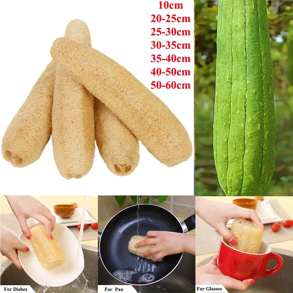 Natural Loofah Luffa Sponge Dish Towels Long Ecological Planting Body Shower Sponge Non-stick Good Absorbency Bath Kitchen