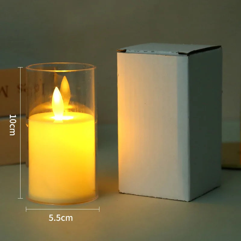 1/3/6Pcs Led Flameless Electric Candles Lamp Acrylic Glass Battery Flickering Fake Tealight Candle Bulk For Wedding Christmas