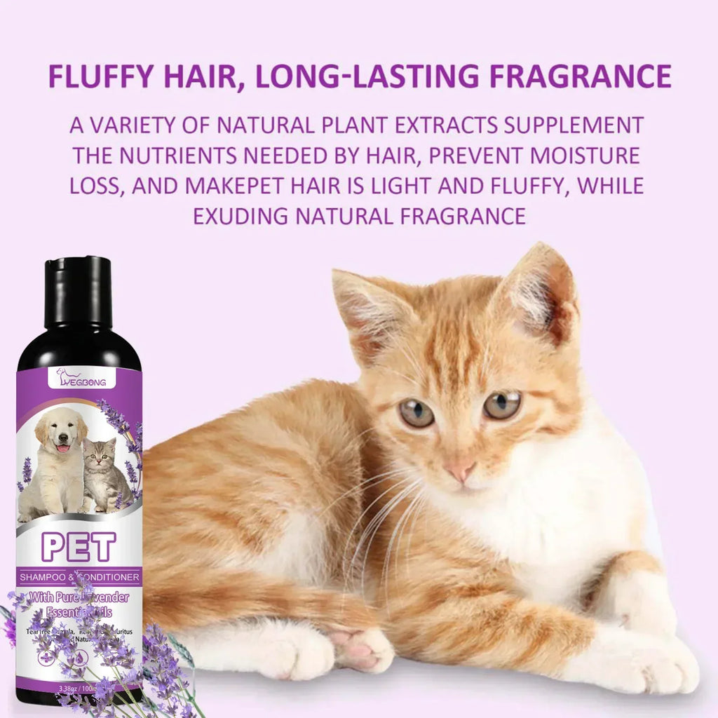 Shampoo Conditioner for Dogs and Cats, Odor Anti Mite Cat Shower Gel, Softening Kitten Body Wash, Dry Itchy Skin Relief Pet Hair