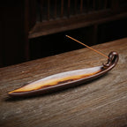 Chinese style retro fishing line incense burner, home decoration with a flat boat lying incense diffuser incense pedestal