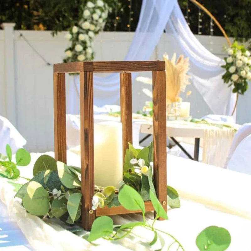 1 Piece Wooden Wedding Lantern Centerpiece Holders, Candle Lantern Holders for Table Wedding Fireplace Dining Party Decorations