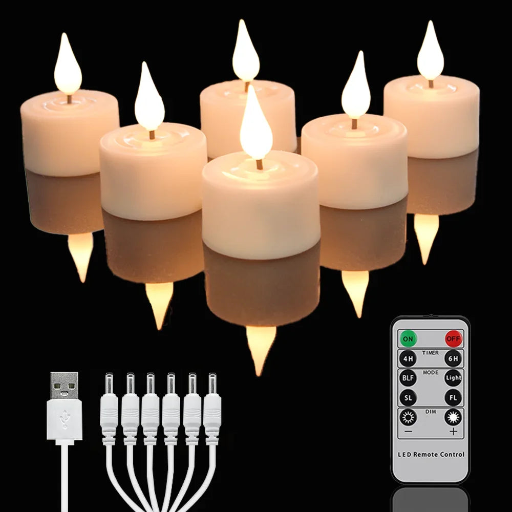 Flameless Flickering LED Candles Light Flameless Candles Rechargeable Candles for Wedding Decor Birthday Party Supplies Warm