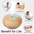 500ML Aromatherapy Essential Oil Diffuser Wood Grain Remote Control Ultrasonic Air Humidifier Cool with 7 Colorful LED Light