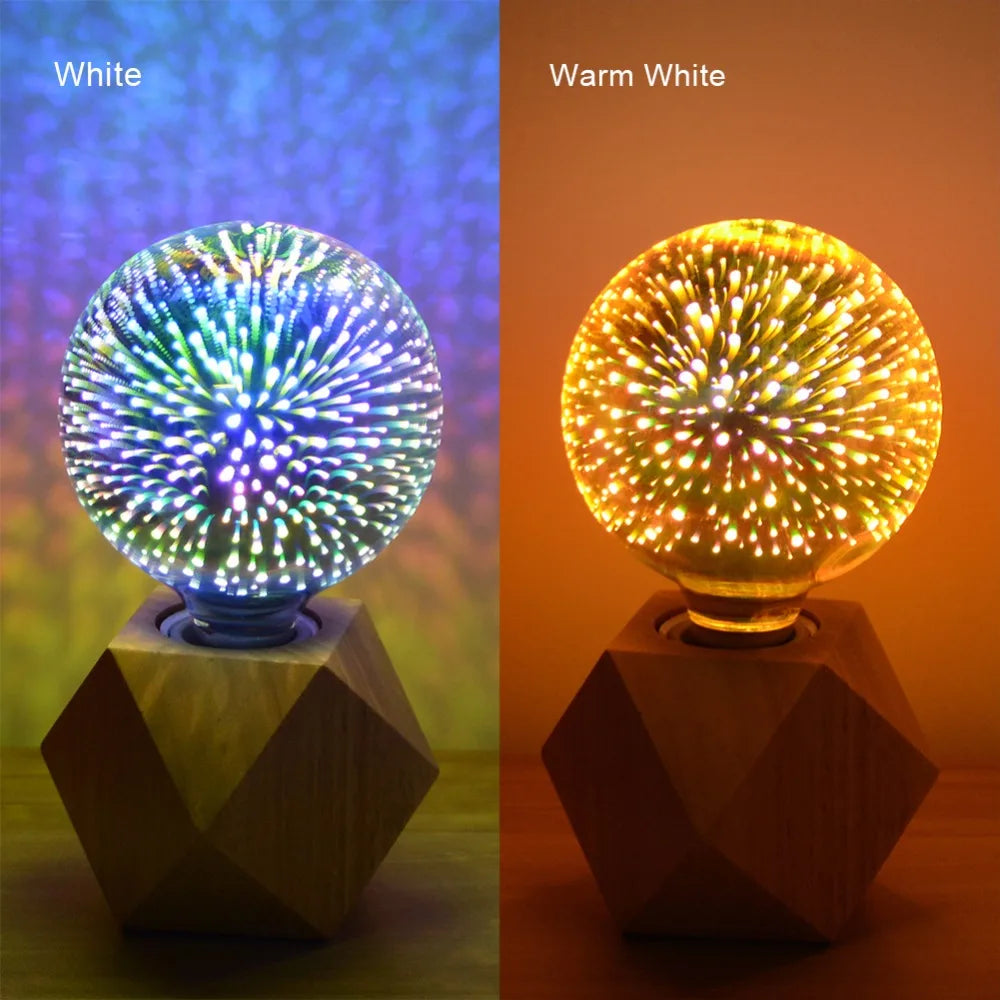 LED 3D Light Vintage Bulbs Colorful Fireworks Effect 3D Lamp Table Lamps 110V - 240V Home Bar Night Light Birthdays Decoration