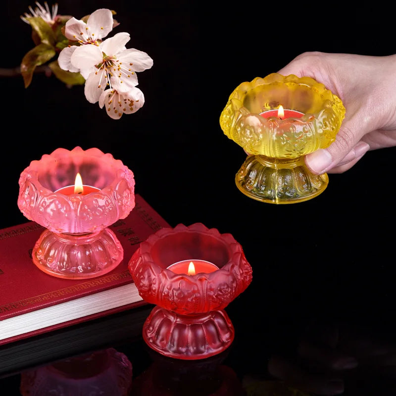1 Household Glass Candle Holder, Hand Carved, Exquisite, Heat-Resistant, Thick Glass Material, Freely Selectable Color
