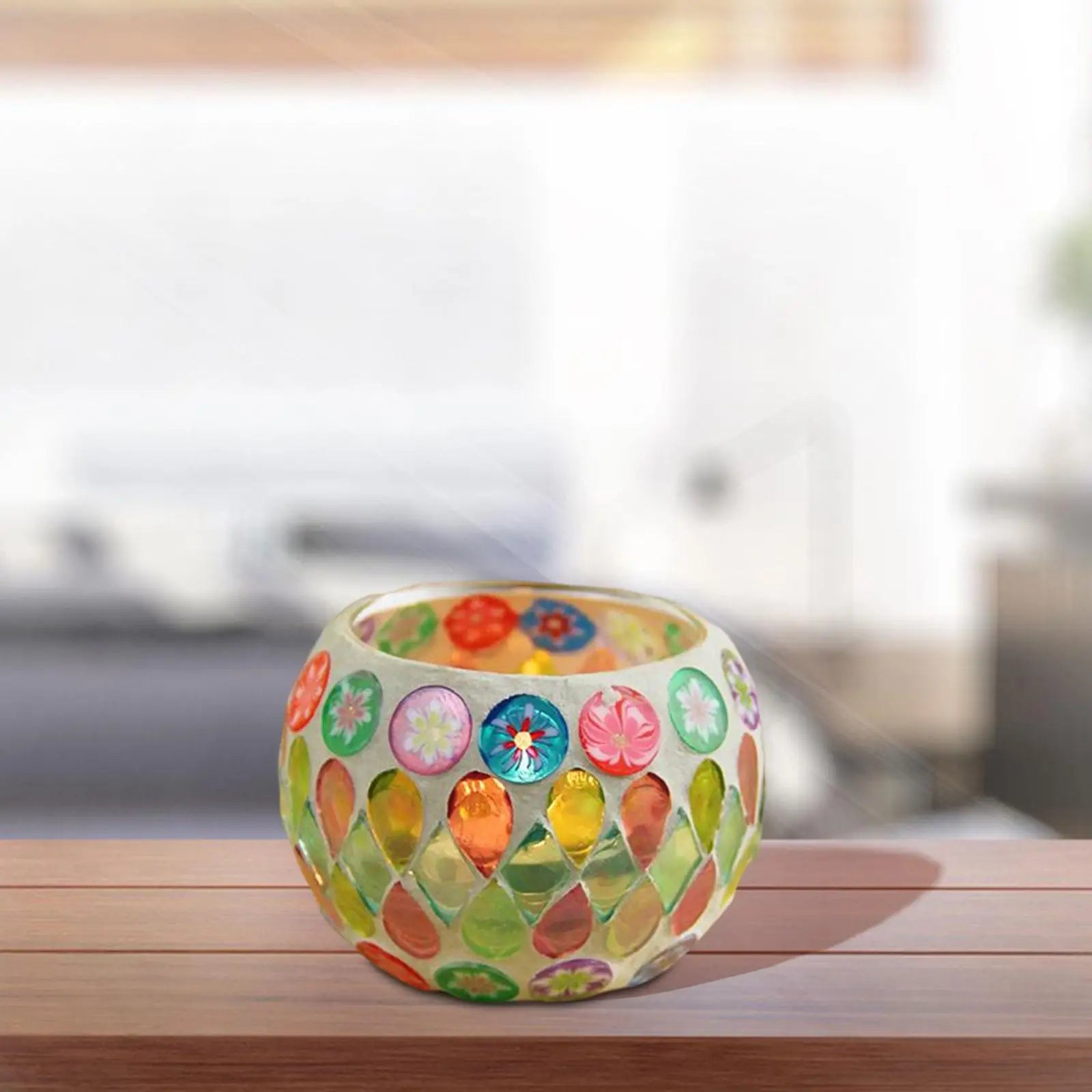 European Glass Candlestick Colorful Tea Light Candle Holder Candle Bowel Romantic Candlelight Dinner Western Restaurant Decor