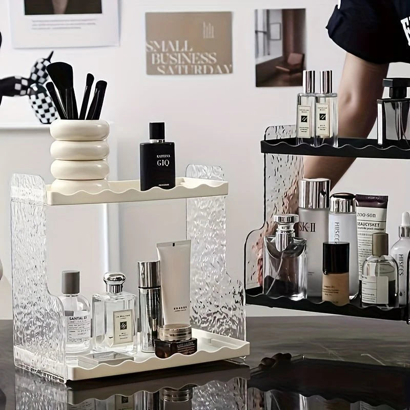 Double Layer Cosmetics Storage Rack Bathroom Toilet Makeup Storage Shelf Washstand Desktop Skincare Storage Organizer Shelf