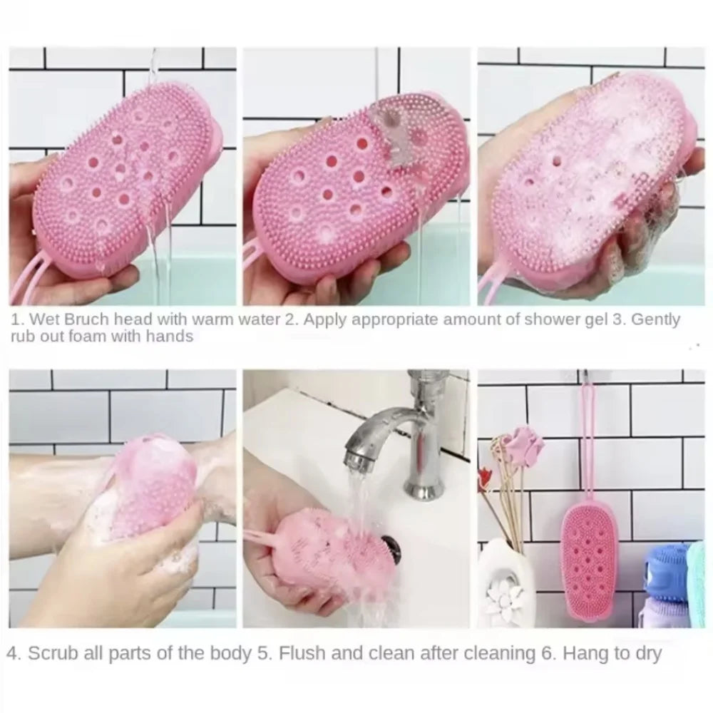 Silicone Body Scrubber Shower Exfoliating Scrub Sponge Bubble Bath Brush Massager Skin Cleaner Cleaning Pad Bathroom Accessories