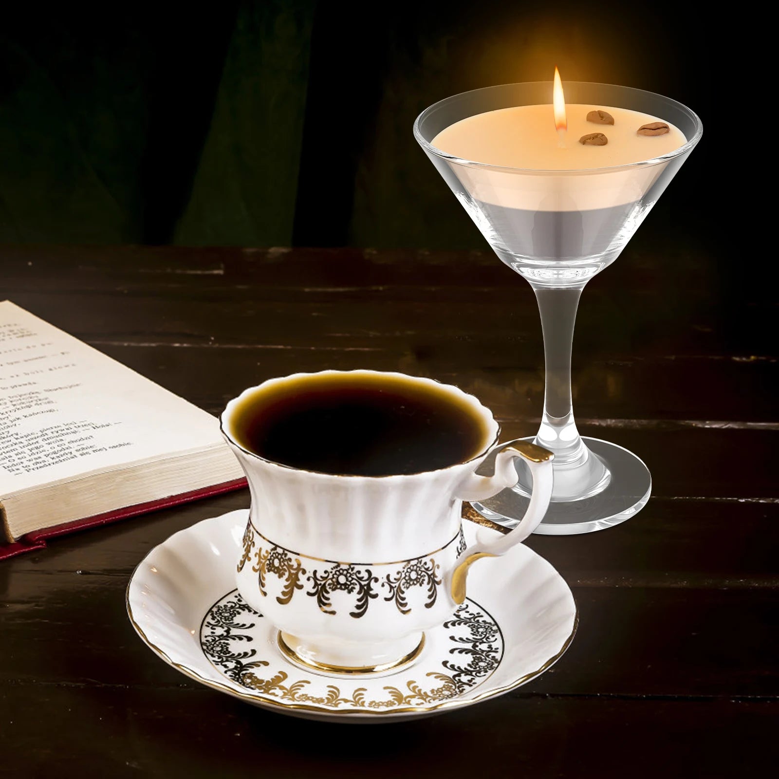 Espresso Martini Candle in Glass Decorative Coffee Martini Candle Elegant Coffee Bar Decor Unique Presents for Women Girls