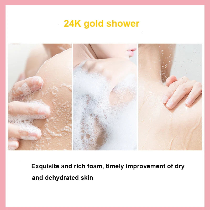 550ml 24K Gold Shower Gel Deep Clean Long Lasting Fragrance Bath Foam Foam Bath Liquid Body Wash Shampoo Moisture Skin Clean