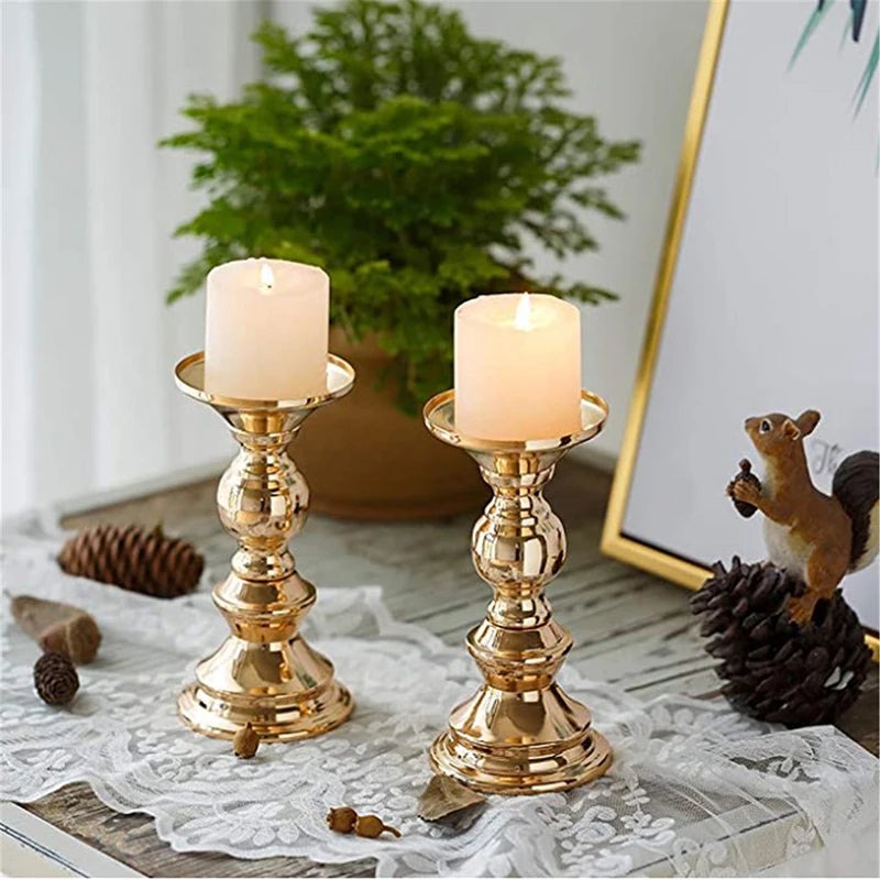 Golden Candle Holders Wedding Table Decorations Metal Stand Candlestick For Wedding Birthday Bar Party Living Room Home Decor
